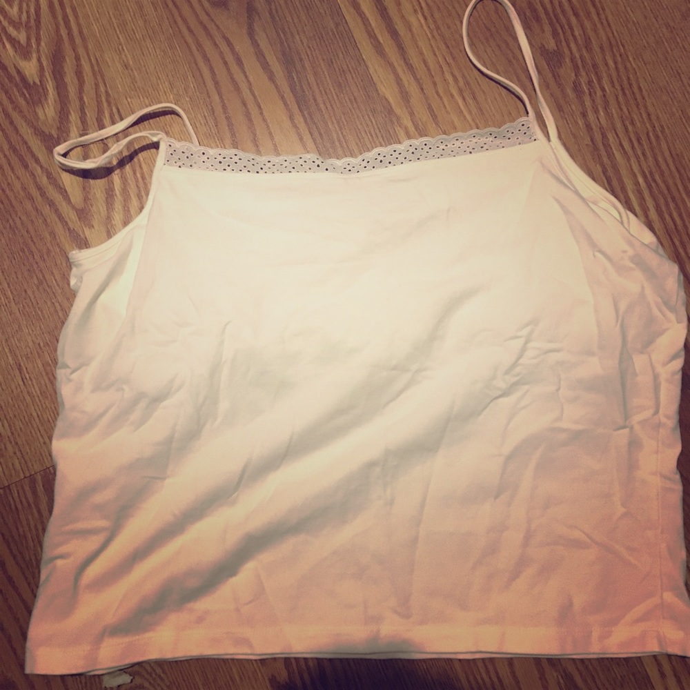 White tank Ann Taylor built in bra sz XL